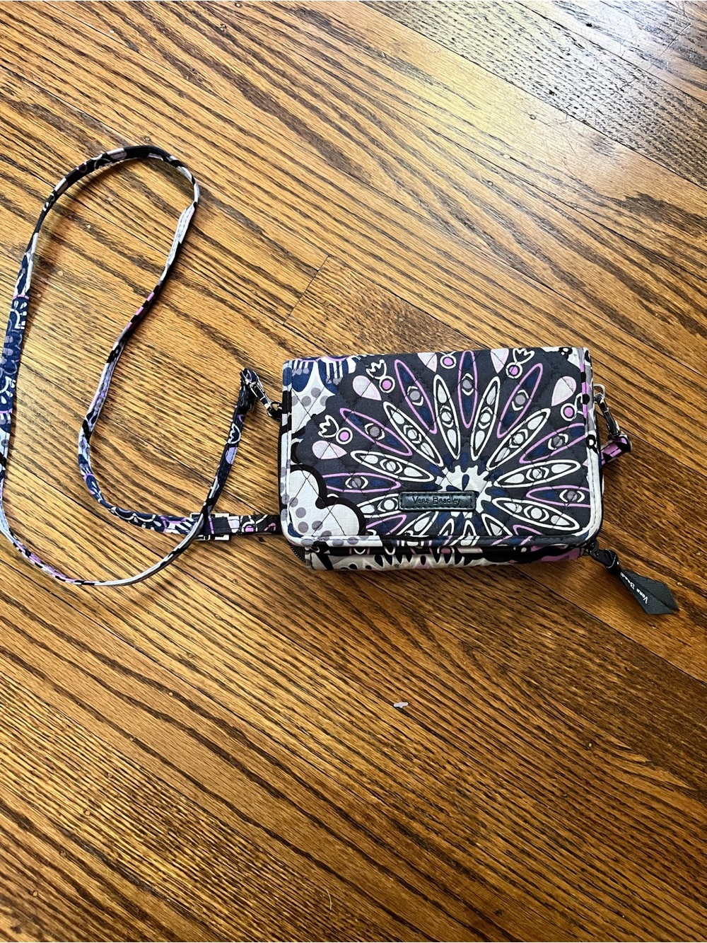 Vera Bradley Purple Floral Pattern Crossbody Wallet